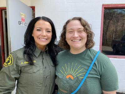 spokespersons together: Cheyenne Swafford the shelter director and Emily Lancione the Best Friends embed contact